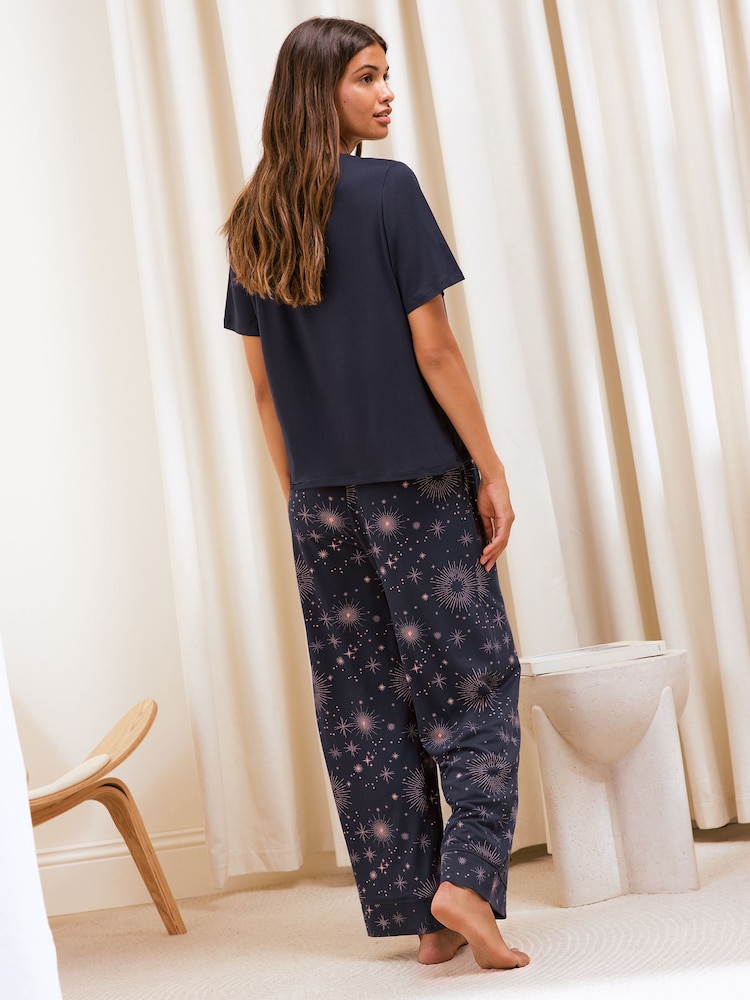 Friends Like These Navy In Your Dreams Petite Short Sleeve Pyjamas - Image 5 of 5 Friends Like These Navy In Your Dreams Petite Short Sleeve Pyjamas - Image 5 of 5