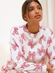 Friends Like These Cream Bow Long Sleeve Cosy Jogger Pyjamas - Image 3 of 5