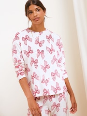 Friends Like These Cream Bow Long Sleeve Cosy Jogger Pyjamas - Image 4 of 5