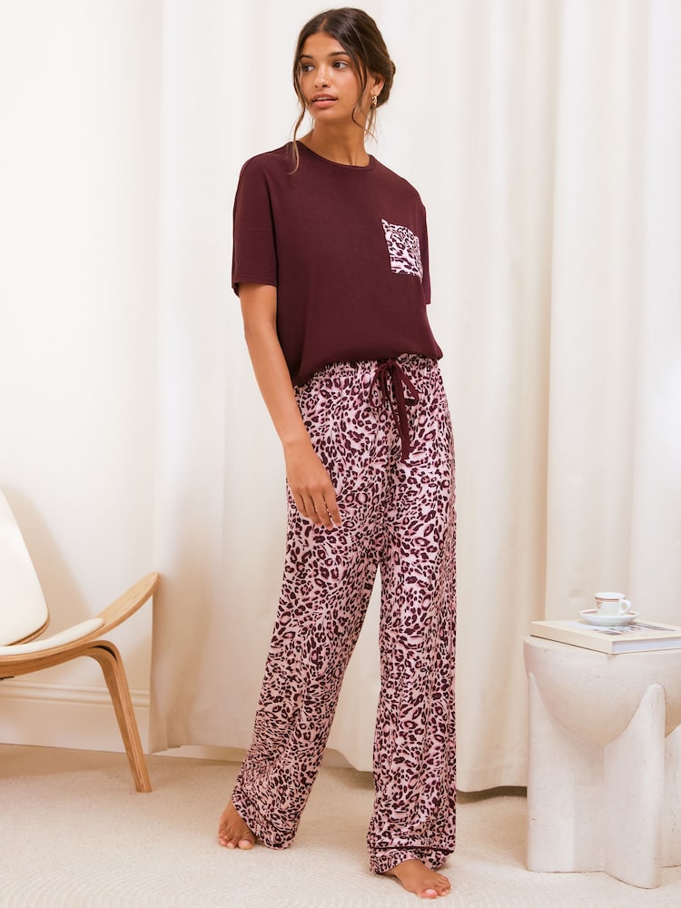 Friends Like These Burgundy Red Short Sleeve Pyjamas Set - Image 1 of 5
