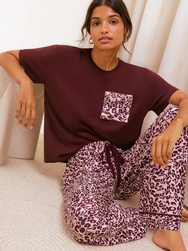 Friends Like These Burgundy Red Short Sleeve Pyjamas Set - Image 2 of 5
