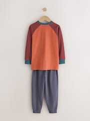 Orange/Navy/Green Stripe Long Sleeve Jogger Pyjamas 3 Pack (3-16yrs) - Image 3 of 7