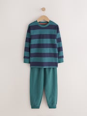 Orange/Navy/Green Stripe Long Sleeve Jogger Pyjamas 3 Pack (3-16yrs) - Image 5 of 7