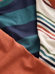 Orange/Navy/Green Stripe Long Sleeve Jogger Pyjamas 3 Pack (3-16yrs) - Image 6 of 7