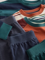 Orange/Navy/Green Stripe Long Sleeve Jogger Pyjamas 3 Pack (3-16yrs) - Image 7 of 7