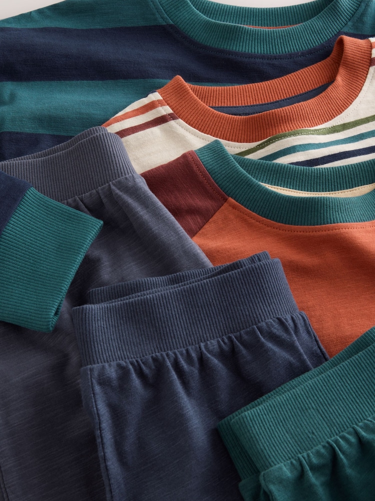 Orange/Navy/Green Stripe Long Sleeve Jogger Pyjamas 3 Pack (3-16yrs) - Image 7 of 7 Orange/Navy/Green Stripe Long Sleeve Jogger Pyjamas 3 Pack (3-16yrs) - Image 7 of 7