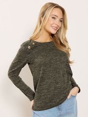 M&Co Brown Button Long Sleeve Tunic - Image 1 of 5
