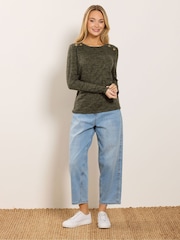 M&Co Brown Button Long Sleeve Tunic - Image 3 of 5