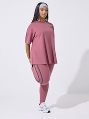 Yours Curve Pink Active Side Stripe Leggings - Image 2 of 5