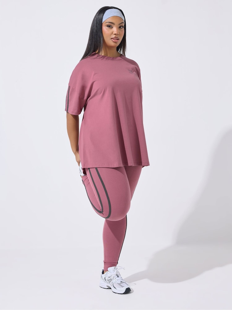 Yours Curve Pink Active Side Stripe Leggings - Image 2 of 5