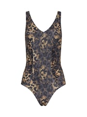 Long Tall Sally Brown Animal Swimsuit - Image 1 of 2