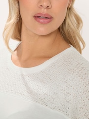 Yours Curve White Boxy Mixed Fabric T-Shirt - Image 4 of 5