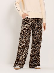 Long Tall Sally Brown Leopard Print Wide Leg Trousers - Image 2 of 5