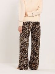 Long Tall Sally Brown Leopard Print Wide Leg Trousers - Image 3 of 5