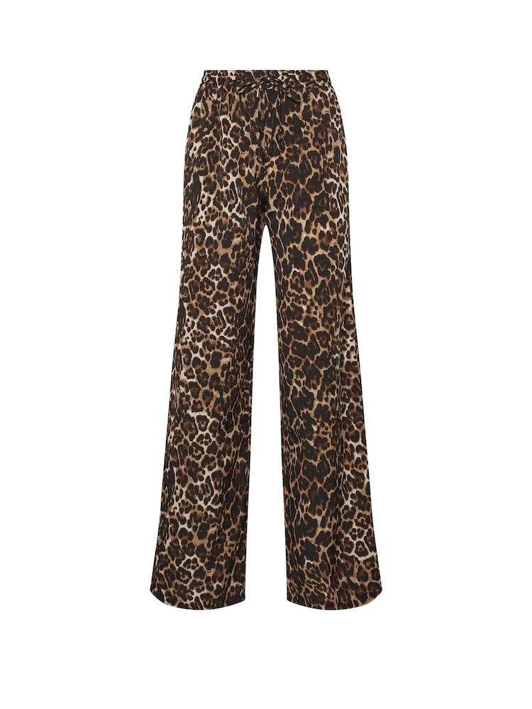 Long Tall Sally Brown Leopard Print Wide Leg Trousers - Image 5 of 5
