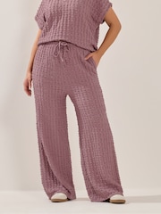 Yours Curve Pink Bubble Textured Wide Leg Trousers - Image 2 of 5
