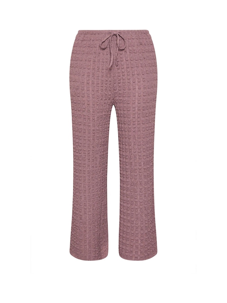 Yours Curve Pink Bubble Textured Wide Leg Trousers - Image 5 of 5 Yours Curve Pink Bubble Textured Wide Leg Trousers - Image 5 of 5