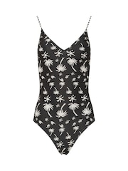 Long Tall Sally Black Palm Print Swimsuit - Image 6 of 7