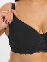Yours Curve Black Soft Touch Ribbed Underwired Bra - Image 4 of 6