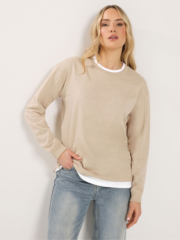 Long Tall Sally Natural Faux Layer T-Shirt - Image 1 of 5