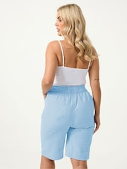Yours Curve Blue Cool Cotton Shorts - Image 3 of 5