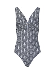 Long Tall Sally Blue Fan Print Swimsuit - Image 6 of 7
