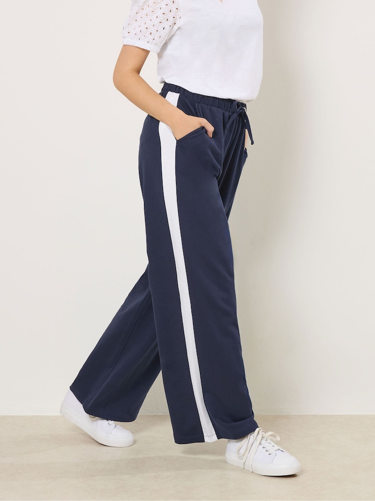 أزرق - بنطلون رياضي بخطوط جانبية من M&Co - صورة 1 من 5