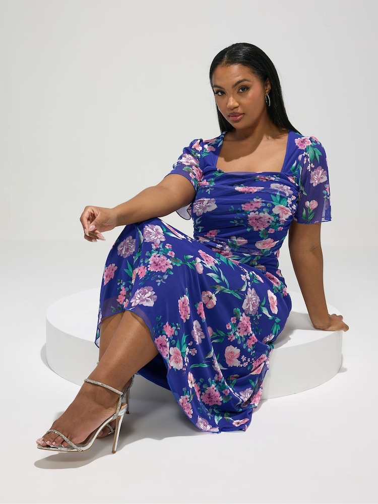 Yours Curve London Cvetni uzorak kvadratnim izrezom Duga haljina - Slika 1 od 5