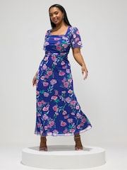 Yours Curve London Cvetni uzorak kvadratnim izrezom Duga haljina - Slika 3 od 5