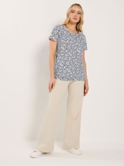 Long Tall Sally Blue Bubble Hem T-Shirt - Image 2 of 6