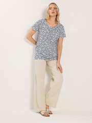 Long Tall Sally Blue Bubble Hem T-Shirt - Image 3 of 6