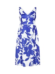 Yours Curve White London Floral V-Neck Pleated Skater Dress - Image 5 of 5