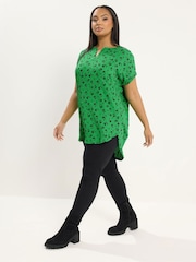 绿色 - Yours Curve 纹理缺口领上衣 - 5的图像2｝