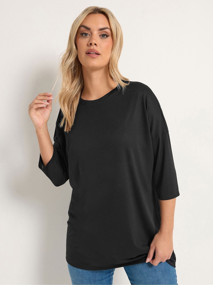 Yours Curve Black Drop Sleeve Tunic Top - Image 1 of 5