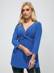 Yours Curve Blue London Knot Front Tunics - Image 1 of 5