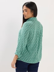 M&Co Green Petite Dobby Long Sleeve Shirt - Image 3 of 5
