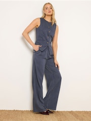 Long Tall Sally Blue Pinstripe Waistcoat - Image 2 of 5