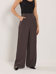 Long Tall Sally Brown Pinstripe Wide Leg Trousers - Image 3 of 5