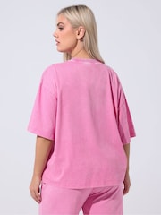 Yours Curve Pink Limited Acid Wash T-Shirt - Image 2 of 5