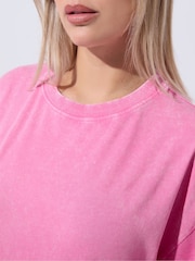 Yours Curve Pink Limited Acid Wash T-Shirt - Image 4 of 5