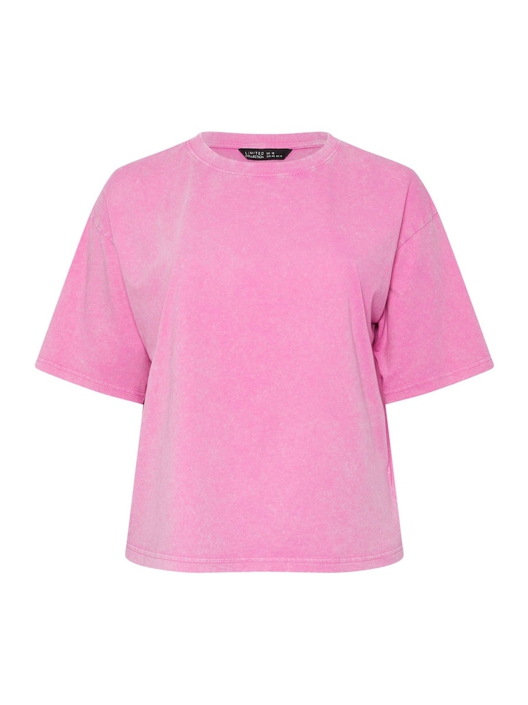 Yours Curve Pink Limited Acid Wash T-Shirt - Image 5 of 5