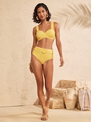 Amarillo de cuadros - Braguitas de bikini de talle alto con efecto reductor del vientre de Love & Roses - Imagen 3 de 4