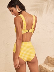 Amarillo de cuadros - Braguitas de bikini de talle alto con efecto reductor del vientre de Love & Roses - Imagen 4 de 4