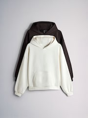 The Set 2 Pack Loopback Oversized Hoodies Brown/Cream - Image 2 of 10