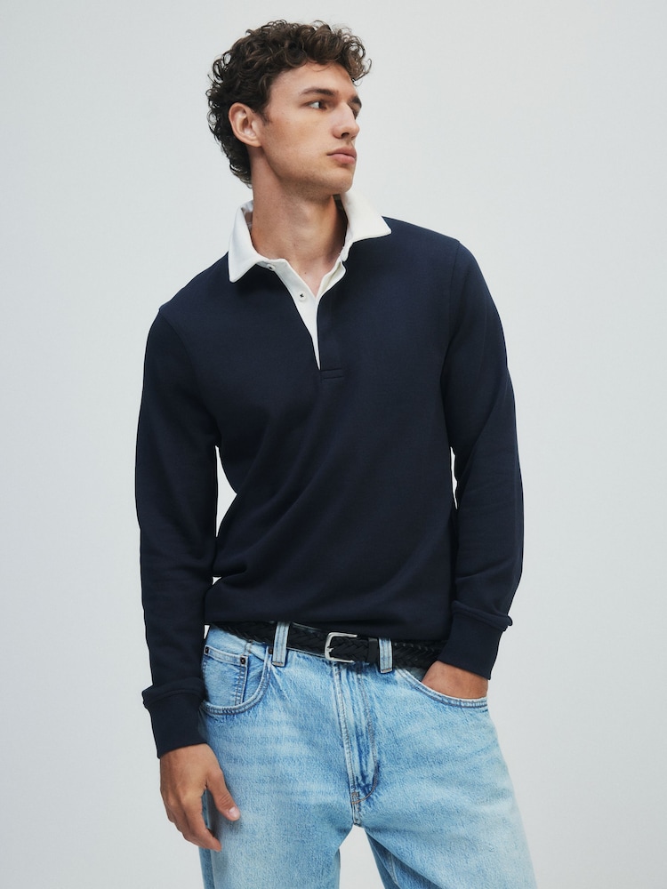 The Set 2 Pack Sweat Rugby Tops Navy/Grey - Image 1 of 11