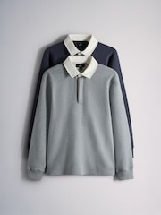 The Set 2 Pack Sweat Rugby Tops Navy/Grey - Image 2 of 11