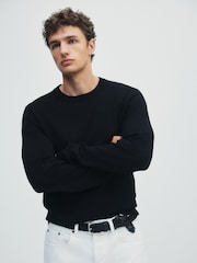 The Set 3 Pack Long Sleeve Knitted Crew Neck Jumpers Black/Navy - Image 1 of 13