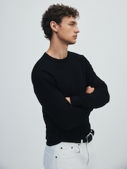 The Set 3 Pack Long Sleeve Knitted Crew Neck Jumpers Black/Navy - Image 4 of 13