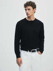 The Set 3 Pack Long Sleeve Knitted Crew Neck Jumpers Black/Navy - Image 5 of 13