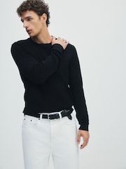 The Set 3 Pack Long Sleeve Knitted Crew Neck Jumpers Black/Navy - Image 7 of 13